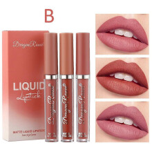 (B set) Versatile 3-Piece Lip Glaze Set - Long-lasting Color Matte Lipstick Premium Sleek Efficient Suitable for Office