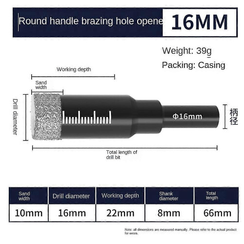 (16mm) Black Diamond Drill Bits Set Compatible Granite Ceramic 5/6/8/10/12/14/16mm