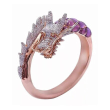 (8, Colorful) Vintage Dragon Open Ring for Men Green Eye Heroic Spirit Dragon Hyperbole Rings