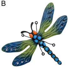 (Green) Outdoor Iron Art Wall Hanging,Metal Dragonfly Fence Wall Decor Outdoor