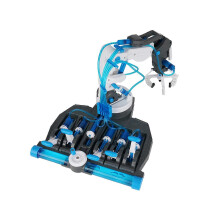 (blue) Hydraulic Mechanical Arm Toy Birthday Gift DIY Assembly Plastic Robot