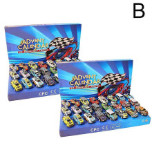 (2pcs, Blue) Countdown Toy Car 24 Day Countdown to Festival Toys Cars Children's Gifts