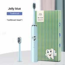 (One blue toothbrush head) Electric Ultrasonic Tooth Cleaner Dental Scaler Stain Remover Teeth Cleaning Kit