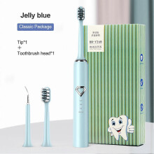 (Blue 1 pointed head1 brush h) Electric Ultrasonic Tooth Cleaner Dental Scaler Stain Remover Teeth Cleaning Kit