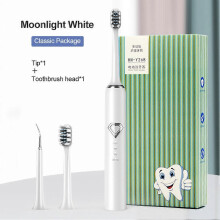 (White 1 pointed head1 brush) Electric Ultrasonic Tooth Cleaner Dental Scaler Stain Remover Teeth Cleaning Kit