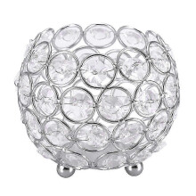 Crystal Tea Light Candle Holders in Silver, 10cm Diameter, Perfect for Wedding Decor and Table Centrepieces