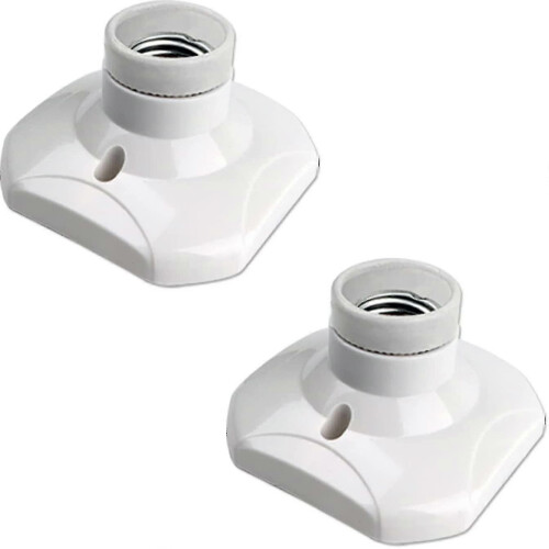 E27 Screw Ceiling Light Socket for Indoor Wall Lamp, Ac 230v, E27 Led Bulb Holder, Plastic Base E27 Socket for Garage Workshop Ceiling, Set Of 2 - PJ