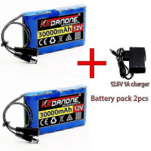 (Batteryx2 Chargerx1) New Portable Super 12v 30000mah Rechargeable Lithium Ion Battery Pack Capacity Dc 12.6v 30ah Cctv Camera Monitor + Charger - DD