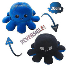 (blue) Reversible Octopus Plush Toys Black And Gray 20cm, Show Your Mood Without Saying A Word!_y High Quality