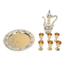 2024 Vintage Coffee Pot Set in Gold and White, European Court Style Metal Teapot and Cups for Home