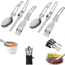 Foldable Camping Cutlery, Knife Fork Spoon Set Portable Foldable Camping Cutlery Knife Fork Spoon Stainless Steel Camping Cutlery for Camping Travel (