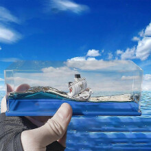 Anime One Piece Going Merry Cruise Ship Model Liquid Wave Unsinkable Boat Toys Home Desk Decorations Fans Gifts - DD