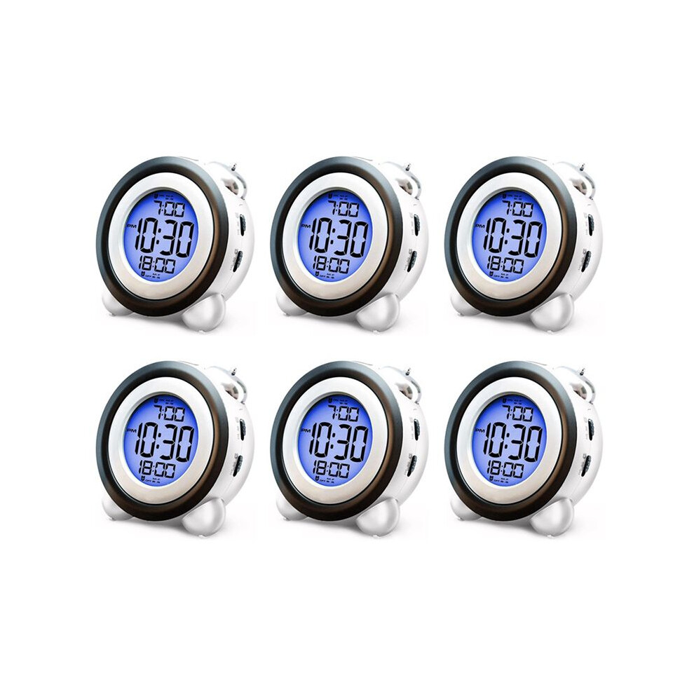 6X Digital Alarm Clock, Date Display Twin Bell Very Loud For Heavy Sleepers Dual Alarm Backlight For Teens 6031399469615