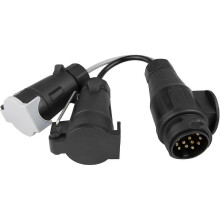 13 Pin -7pin N and S Adaptor Lead, Towbar Electric Conversion Adapter Lead -Twin 7 pin,for Trailer Truck Caravan - DD