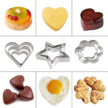 9pcs Cookie Biscuit Cutters Set Pastry Cutters Stainless Steel Baking Cake Molds Moulds(Star Heart Flower Shapes)
