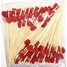 Cocktail Sticks 100 Counts Wooden Toothpicks Party Supplies Frill Finger Food Fruits Sandwich Nibbles - Red Hearts
