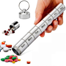Pill Box 7 Day Metal,Weekly Pill Box Organiser,Medicine Box,Small Mini Daily Tablet Box,Medication Organiser to Hold