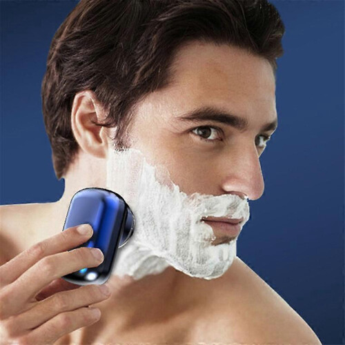 (gradient blue) Mini Electric Shaver Beard Trimmer Razor Portable Mini Shaver USB Charge Acces 1