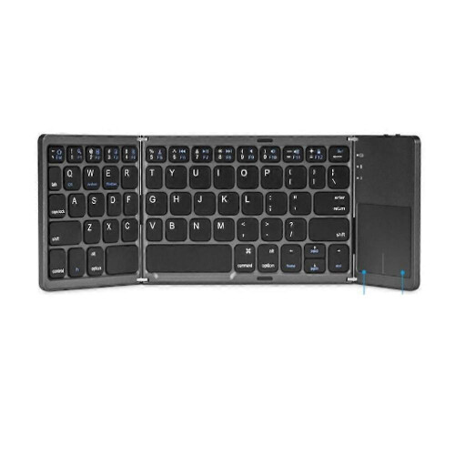 (Grey) Prncalprior Foldable Bluetooth Keyboard with Touchpad, Wireless Mini Keyboard