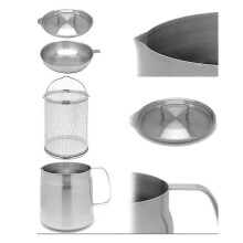 (1.5L) Stainless Steel Large Capacity Oil Fryer and Filter Cup Combo, Oil Filter PotPig oil tank
