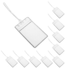Set of 15 Clear Luggage Tag Holders with Loops for Secure Travel and Business ID Use in the UK