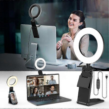 5" Desk Ring Light with Stand for UK Users: Adjustable LED Lighting for Video Calls, Zoom, and Streaming