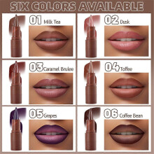 (6 piece set) Tapered Gradient Lip Liner Matte Black Brown Velvet Lipstick Waterproof Non Sticky Contouring Tint Lipliner Crayon Lip Makeup