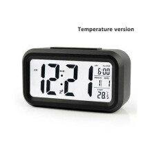 (black) New Digital LED Large Display Snooze Alarm Clock Night Light Thermometer