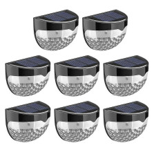 (8pcs) 8 PCS SUPER BRIGHT SOLAR POWERED DOOR FENCE WALL LIGHTS LED OUTDOOR GARDEN LAMP
