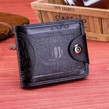 (Black) Mens Leather Purse Slim Clutch Bifold ID Card Holder Wallet Billfold Handbag