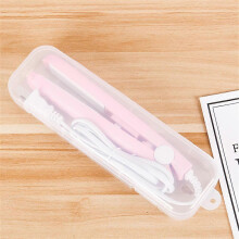 (pink) 2-in-1 Ceramic Mini Hair Curler Portable Straightener Tourmaline Iron Heating