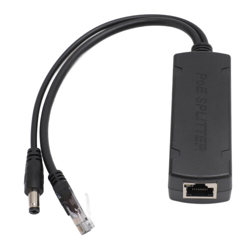 Gigabit PoE Splitter RJ45 12V 1A/2A ABS Black 1