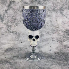 (Skeleton) Medieval 3D Embossed Dragon Goblet Stainless Steel Resin Beer Wine Goblet Novelty Gothic Cup Chalice Home Bar Party Supplies