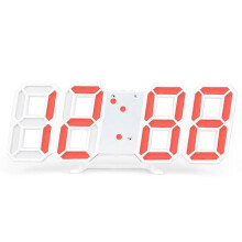 (orange) Digital 3D LED Big Wall Desk Alarm Clock Snooze 12/24 Hours Auto Brightness USB