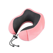 (pink) Memory Foam U-Shaped Travel Pillow Neck Support Head Rest Car Plane Soft Cushion