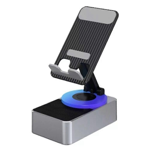 (gray) Bluetooth Audio Power Phone Holder, Phone Stand with Bluetooth Speaker Foldable