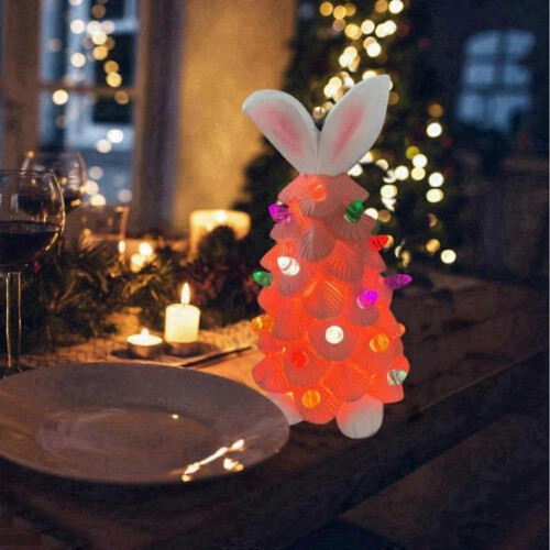 (white) 2025 Latest Easter Egg Tree - Lighted Easter Bunny Topiary Resin Tree 1