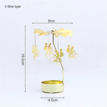 (B) Gold Candlesticks Rotating Romantic Rotation Spinning Carrousel Tea Light Candle Holder Dinner Wedding Bar Party