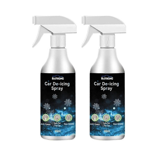 2pcs Car Ice Remover Spray Snow Melting Agent Windshield Glass Freeze Remove Spray