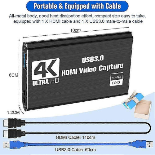 Video Capture Card, Switch Capture Card for Switch, 4K 1080P 60FPS 2
