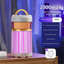 (Rechargeable, white) 2000mAh UV Mosquito Lamp USB Rechargeable Model Mosquito Lamp Pest Control Lamp For Home 360 Large Area Silent mosquito trap