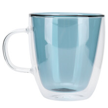 Tasse à café isotherme en verre borosilicate ultra-transparent à double paroi, réduisant les pertes de chaleur et la condensation. Son aspect