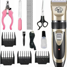 (C) Dog Cat Pet Grooming Kit Rechargeable Cordless Electric Hair Clipper Trimmer Set