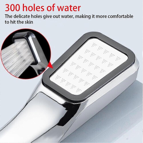 (4pcs,Boosted electroplating shower)Powerful High Pressure Bath Shower Head 300 Holes Handheld Heads Water Saving 1
