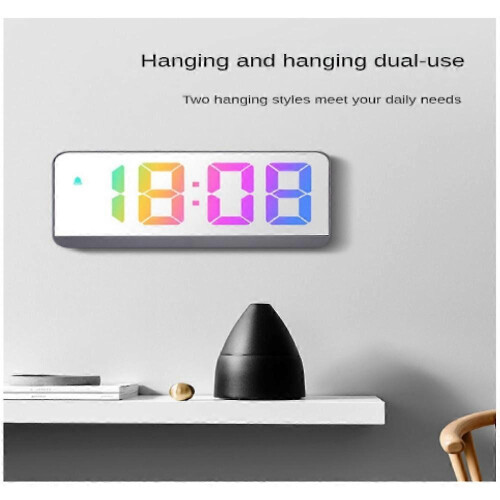 (color05) 6.5" Digital LED Alarm Clock Snooze Display Temperature Time Desk Large Mirror 1