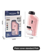 (pink) Kid Science Experiment Pocket Microscope Toy 60-120x Educational Mini Handheld Microscope Children Toys Gift