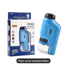 (blue) Kid Science Experiment Pocket Microscope Toy 60-120x Educational Mini Handheld Microscope Children Toys Gift