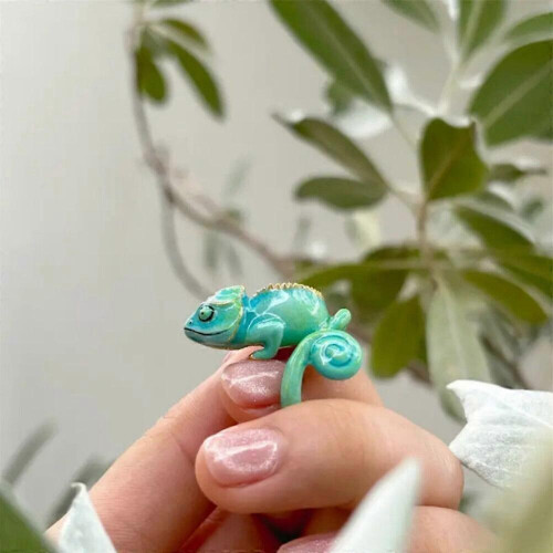 Cute Chameleon Wraparound Ring,Creative Wraparound Shaped Hug Finger Ring 2