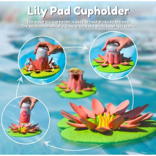 Lily Pad Cupholder, Lily Pad Pool Cup Holder with Self Adjusting Petals 1