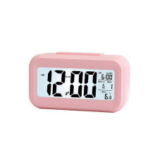 (pink) New Digital LED Large Display Snooze Alarm Clock Night Light Thermometer